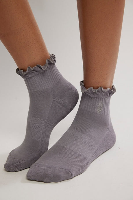 Free People Movement Classic Ruffle Socks/Grey