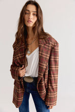 Load image into Gallery viewer, Free People Dean Double-Breasted Blazer/Olive Plaid - Brown Combo