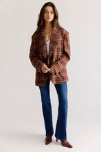 Load image into Gallery viewer, Free People Dean Double-Breasted Blazer/Olive Plaid - Brown Combo