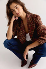 Load image into Gallery viewer, Free People Dean Double-Breasted Blazer/Olive Plaid - Brown Combo