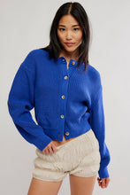 Load image into Gallery viewer, Free People Vienna Cotton Knit Cardi/Blue Beam