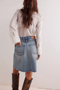Free People We The Free Suzy Denim Midi Skirt/Sun Stoned Blue