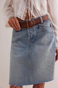 Free People We The Free Suzy Denim Midi Skirt/Sun Stoned Blue