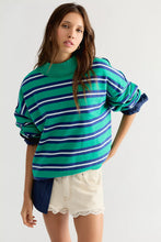 Load image into Gallery viewer, Free People Palm Springs Striped Pullover/Green Combo