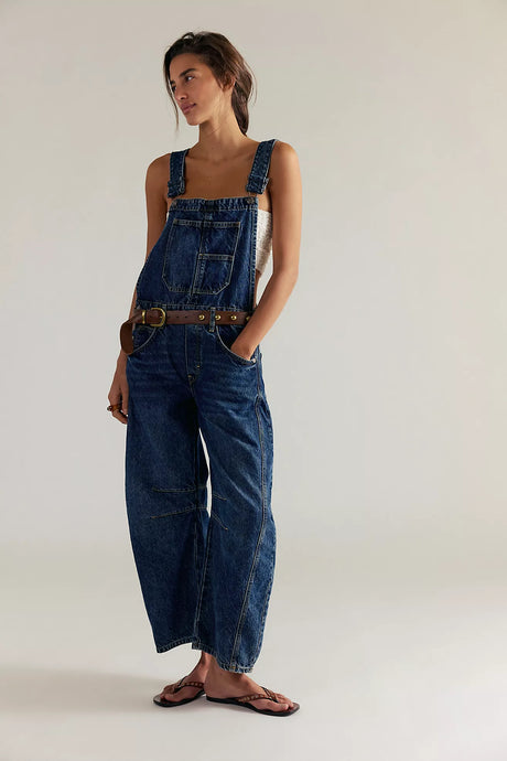 Free People We The Free Good Luck Barrel Overalls/Deep Ends