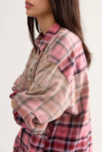 Load image into Gallery viewer, Free People We The Free Lexi Plaid Button Down /Rose Red Combo