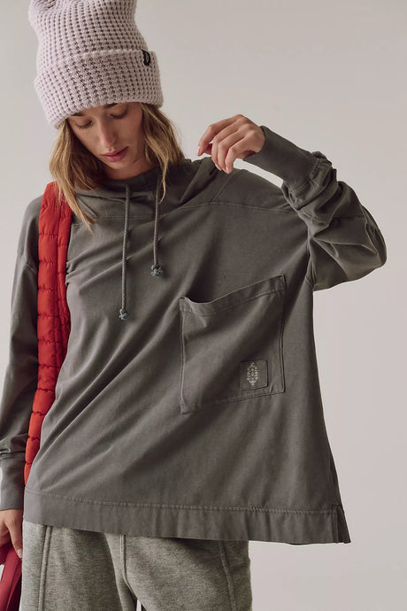 Free People Hot Shot Hooded Layer/Gunmetal