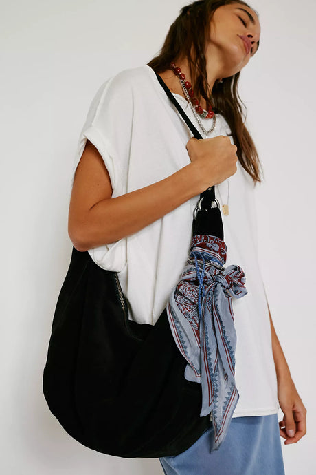 Free People Roma Suede Tote Bag/ Black