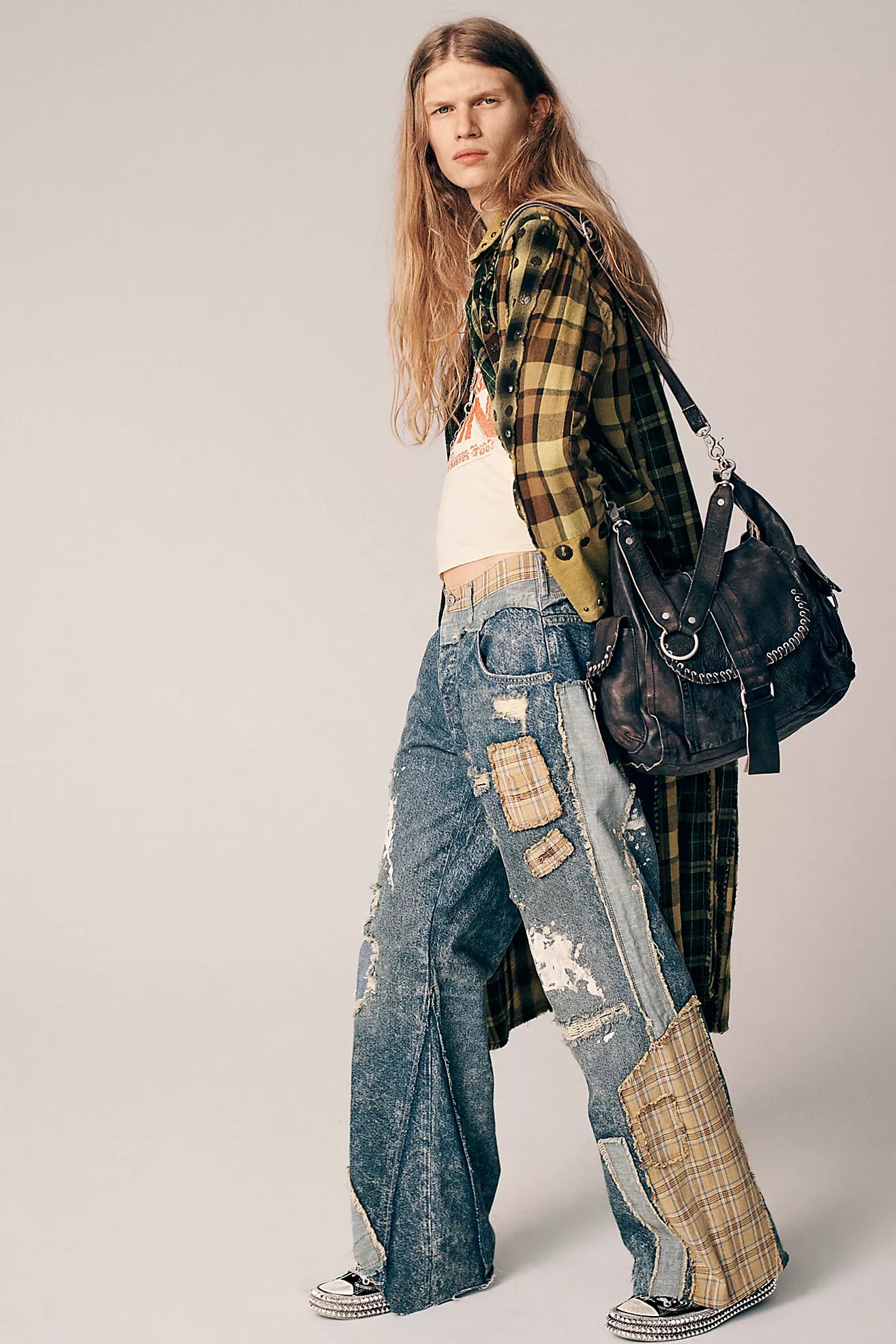 Free People We The Free Leigh Distressed Tote/Aged Graphite 