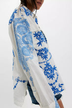 Load image into Gallery viewer, Free People We The Free Blue Toile Embroidered Button Down/Blue Floral