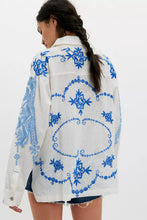 Load image into Gallery viewer, Free People We The Free Blue Toile Embroidered Button Down/Blue Floral