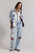 Load image into Gallery viewer, Free People We The Free Blue Toile Embroidered Button Down/Blue Floral