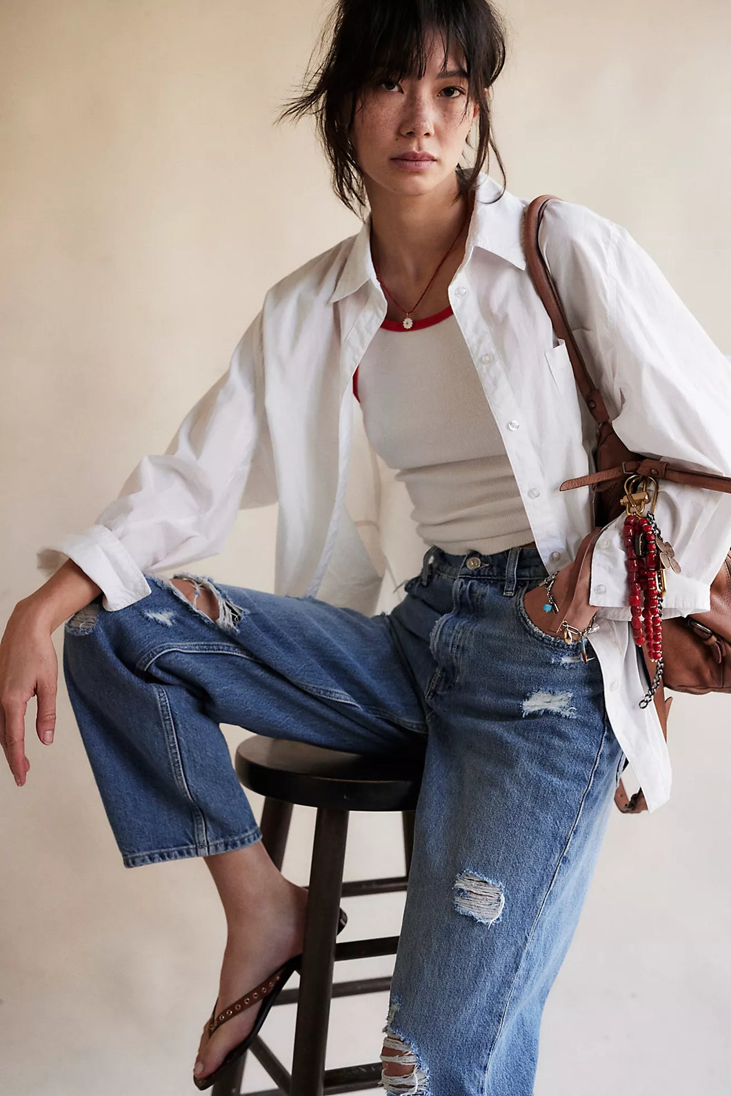 Free People Sabine Articulated Shirt/Parchment