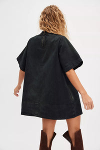 free people harlow mini dress at MarketFair Shoppes in Princeton, NJ neckline and relaxed short Harlow Denim Mini Dress |