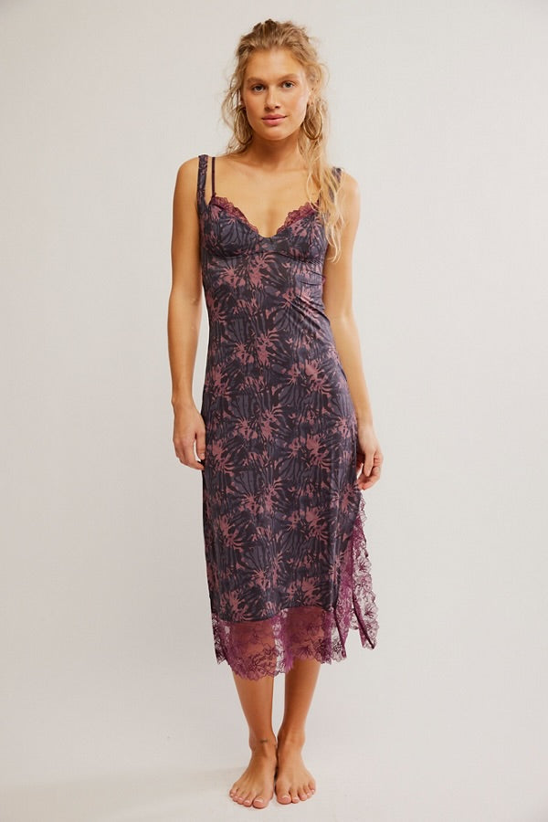 Free People Party Crasher Midi Slip/ Deep Charcoal