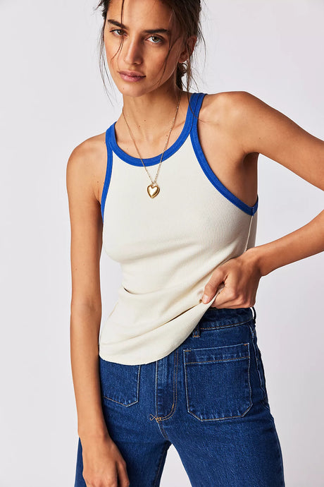 Free People We The Free Only 1 Solid Ringer Tank/Ivory Combo