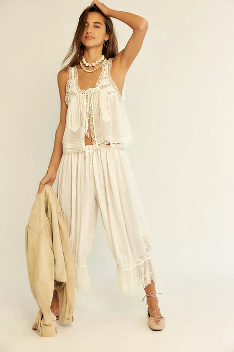 Free People Forever Young Bloomer Pants/White Alyssum