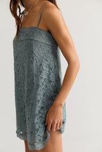 Load image into Gallery viewer, Free People Lace Take Me With You Mini Dress/Ashy Teal