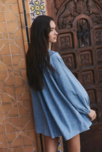 Load image into Gallery viewer, Free People Morning Dew Smocked Mini Dress/Indigo Haze