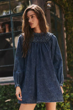 Load image into Gallery viewer, Free People Morning Dew Smocked Mini Dress/True Blue