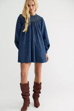 Load image into Gallery viewer, Free People Morning Dew Smocked Mini Dress/True Blue
