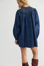 Load image into Gallery viewer, Free People Morning Dew Smocked Mini Dress/True Blue