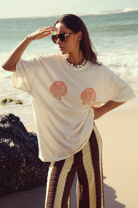 Free People Shell Tee/ Ivory Combo