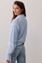 Load image into Gallery viewer, Free People Tucked Henley Pullover /Blue Snowflake Combo
