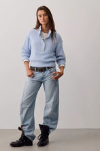 Load image into Gallery viewer, Free People Tucked Henley Pullover /Blue Snowflake Combo