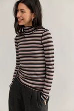 Load image into Gallery viewer, Free People We The Free Good Good Stripe Turtleneck  /Washed Black Combo
