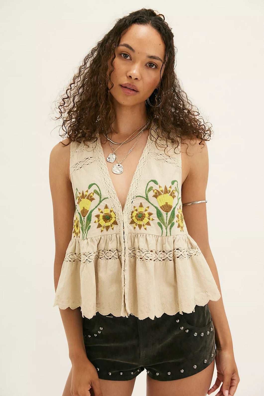 Free People Bali Vine Whispers Top/Oat Combo