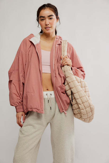 Free People Explore More Fleece Jacket/petal Pink