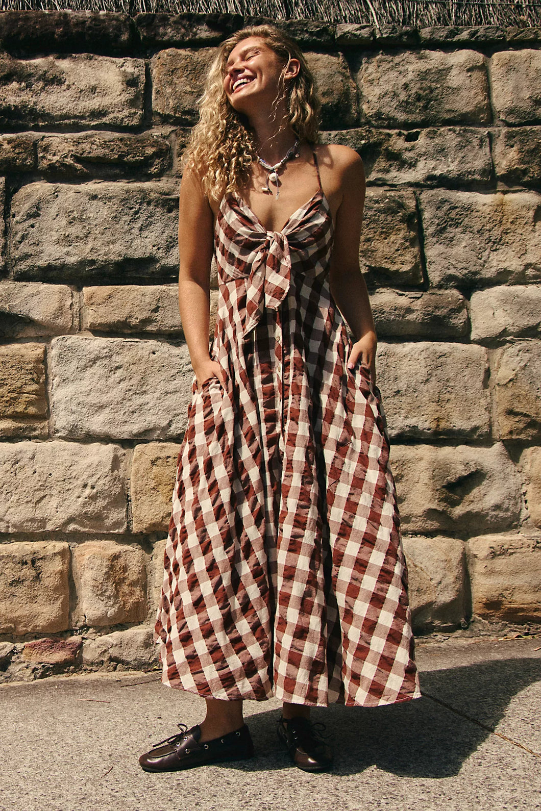 Free People Via Midi Dress/Brown Combo Everly Thecottageboutique Free People Via Midi Dress/Brown Combo Everly Thecottageboutique