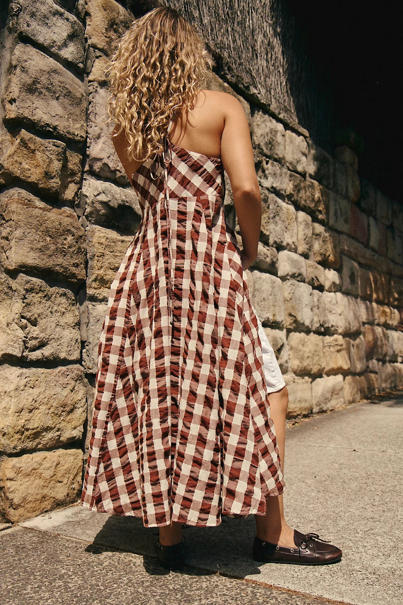 Free People Via Midi Dress/Brown Combo Everly – Thecottageboutique