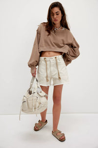 Free People We The Free Moxie Barrel Shorts/ White