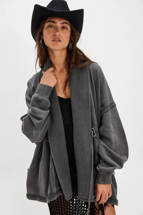 Free People Boothbay Sweatshirt/ washed black