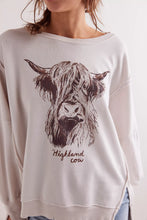 Load image into Gallery viewer, Free People We The Free Graphic Camden Pullover/Highland Cow Combo