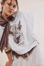 Load image into Gallery viewer, Free People We The Free Graphic Camden Pullover/Highland Cow Combo