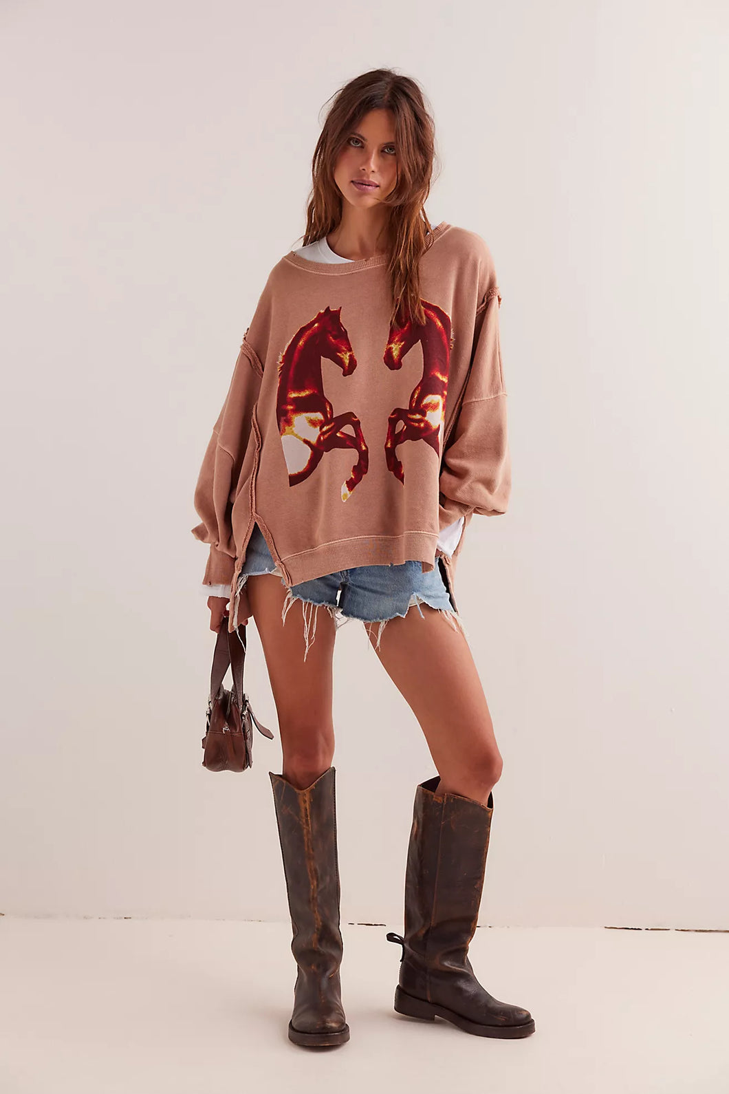 Free People We The Free Graphic Camden Pullover /Mirrored Horses