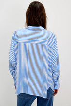 Load image into Gallery viewer, Free People Sabine Striped Articulated Shirt/Oxford Stripe - Blue Combo