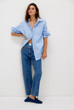 Load image into Gallery viewer, Free People Sabine Striped Articulated Shirt/Oxford Stripe - Blue Combo