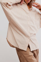 Load image into Gallery viewer, Free People Sabine Striped Articulated Shirt/QuinnCheck Tan Combo