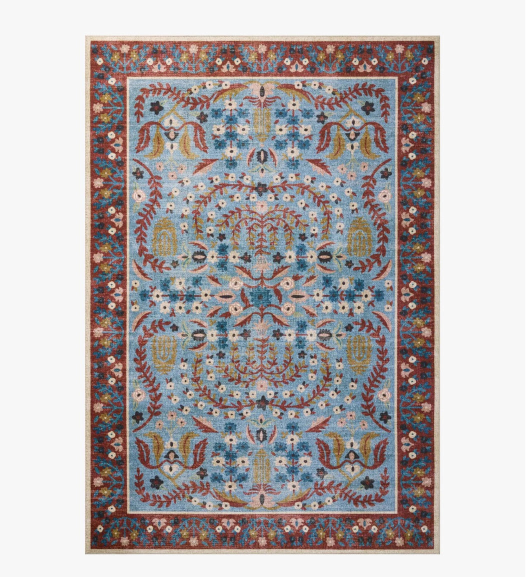 Rifle Paper X Loloi Canopy Collection Edie Printed Rug/Red Blue