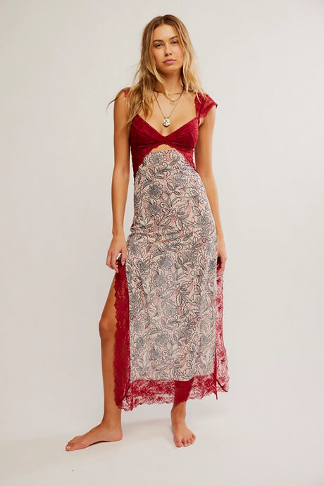 Free People Suddenly Fine Maxi Slip/Birch Combo