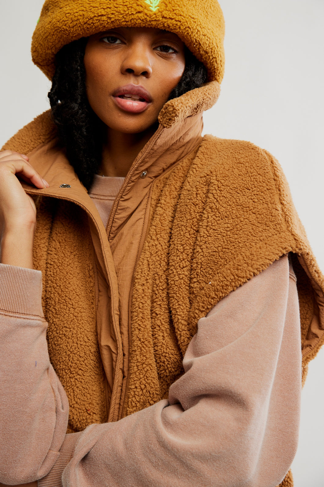 Free People Scout It Out Fleece Vest/Twig