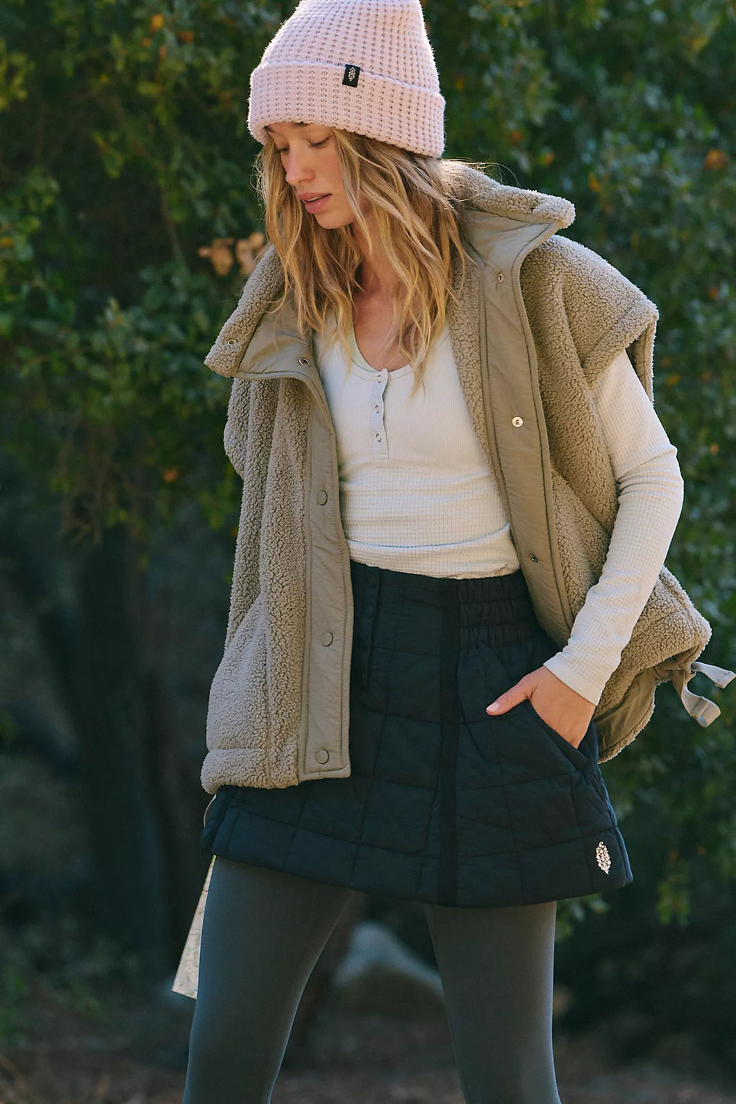 Free People Scout It Out Fleece Vest/Sage Stone