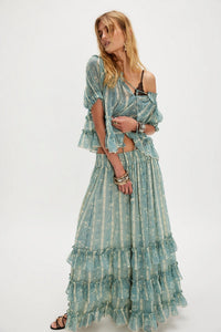 Free People Morning Mist Maxi Set/Mineral Blue