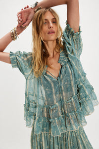 Free People Morning Mist Maxi Set/Mineral Blue