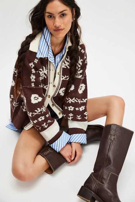 Free People Shelby Cardigan/Chocolate Combo
