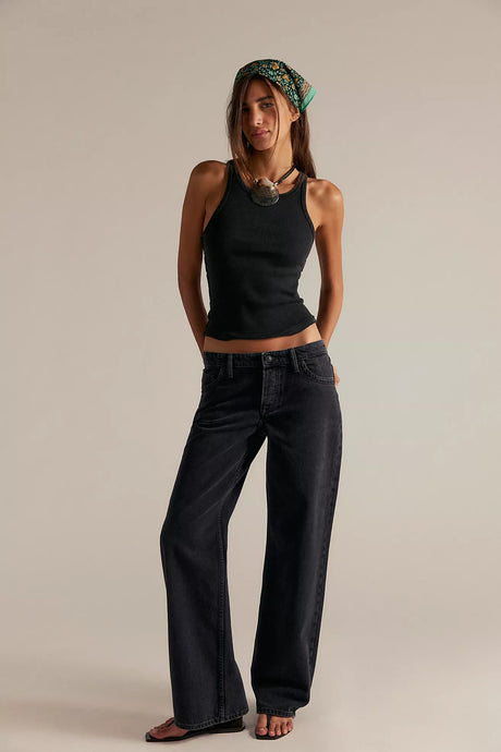 Free People We The Free Tennessee Low-Rise Boyfriend Jeans/Black